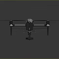 Modern Quadcopter Drone With Black Silver Body And Rotating Propellers